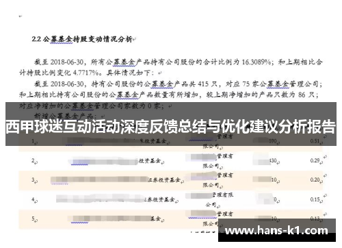 西甲球迷互动活动深度反馈总结与优化建议分析报告